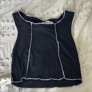 Princess Polly Black Ribbed Crop Tank Top
